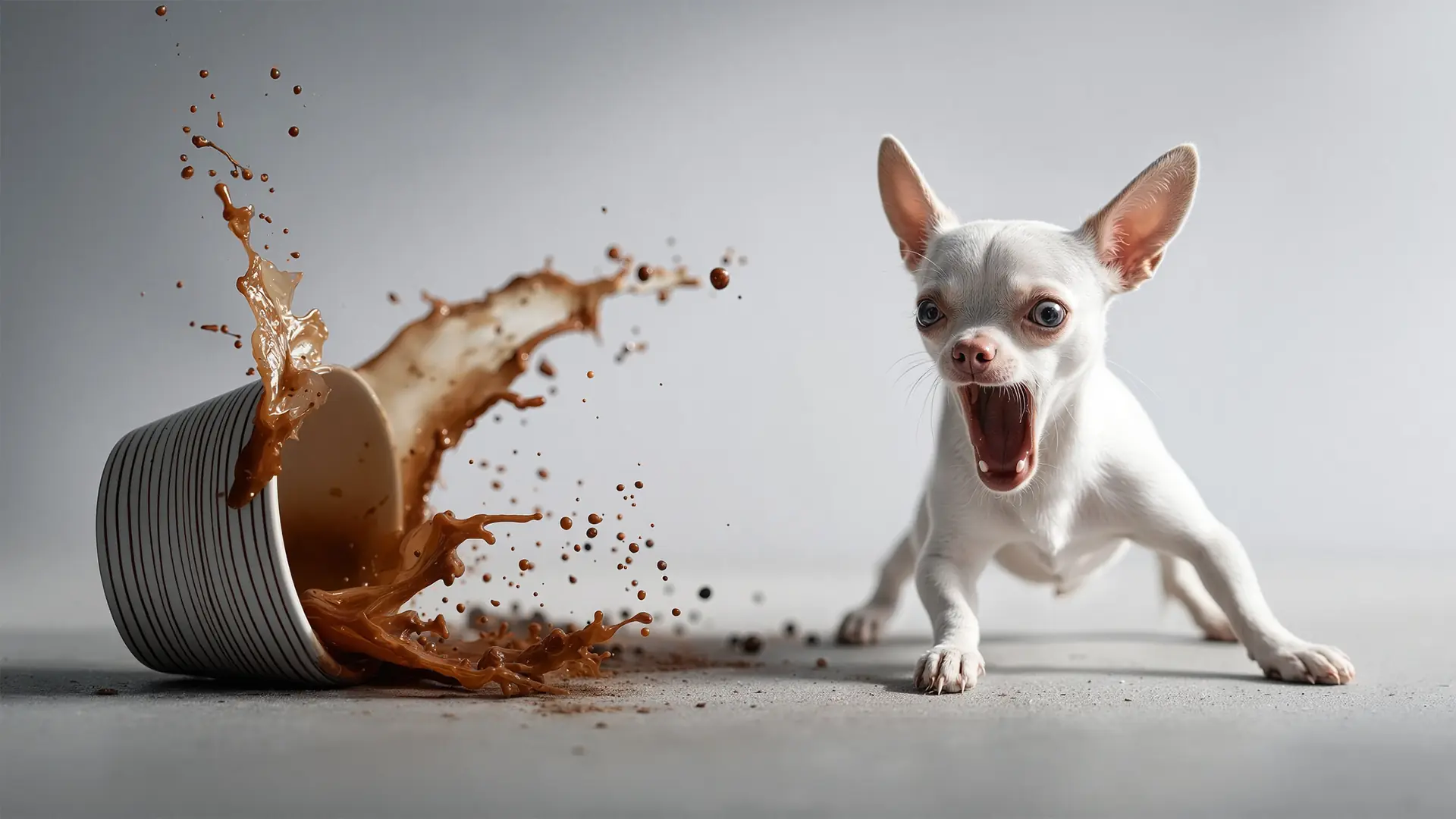 Gevlinderde betonvloer met chihuahua